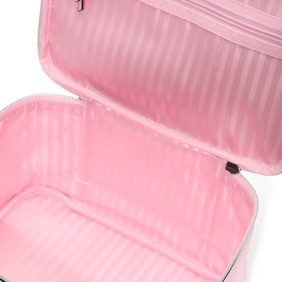 Victoria's Secret Express Train Case Pink Heritage Stripe OS NEW - Picture 3 of 3